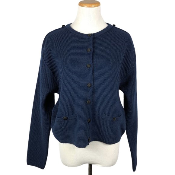 Jaeger Sweaters - Vintage Jaeger Wool Cardigan Navy Size XL
